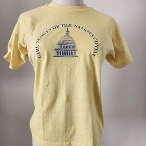 Girl Scouts of the Nation's Capitol Vintage Butter Yellow & Blue TShirt. YT LRG.